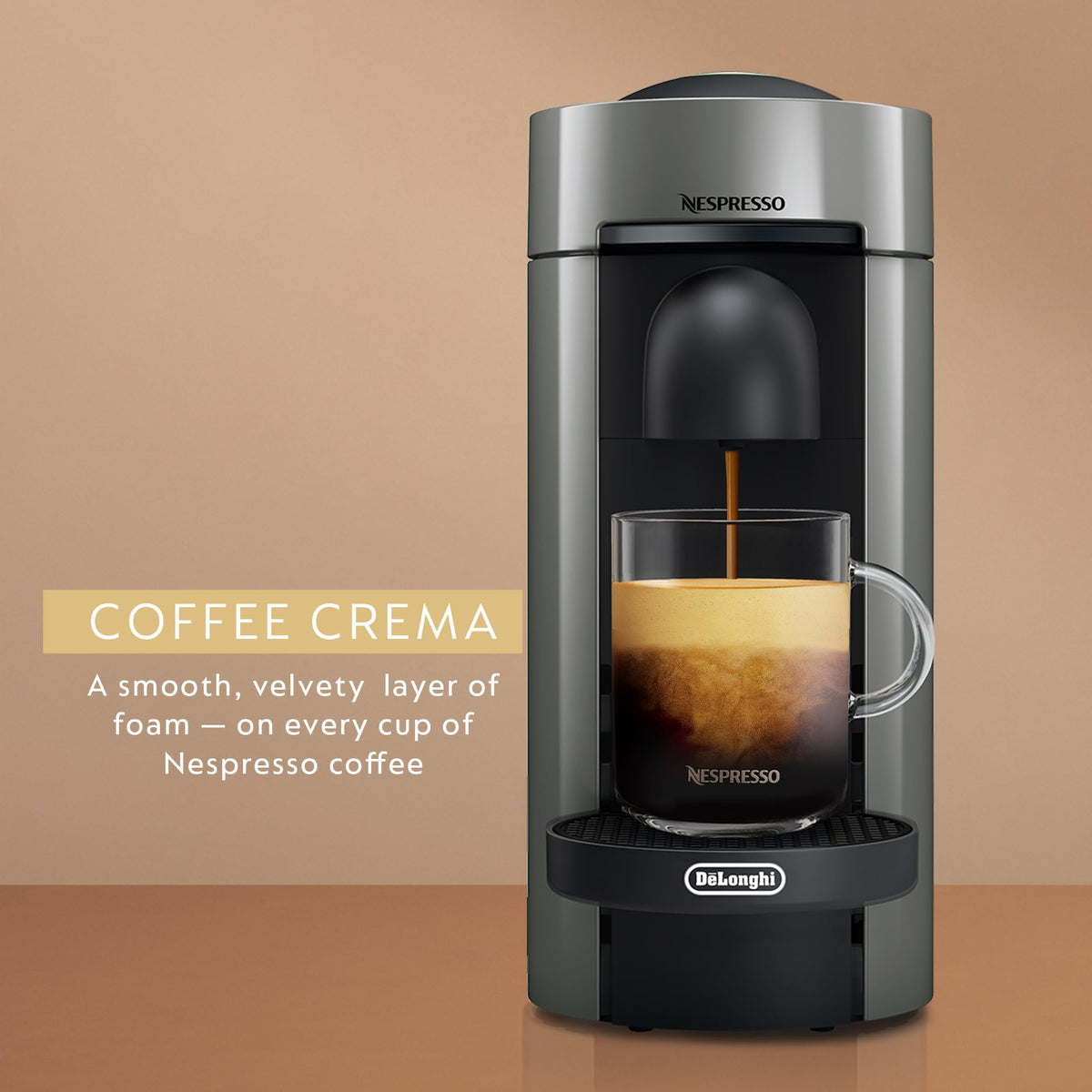 Nespresso Vertuo Plus Coffee and Espresso Maker by De'Longhi, Grey