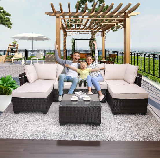 Outdoor Sofa Patio Furniture Beige brown