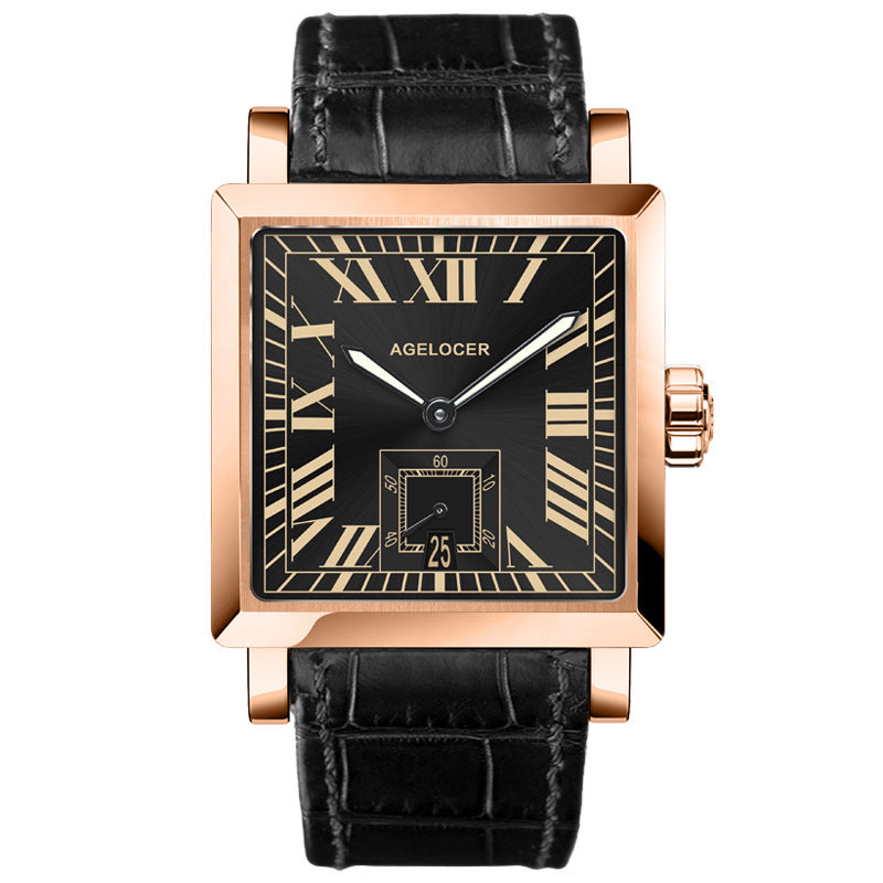 Waterproof Automatic Mechanical Watch Men's Watch Gold Shell Black Surface