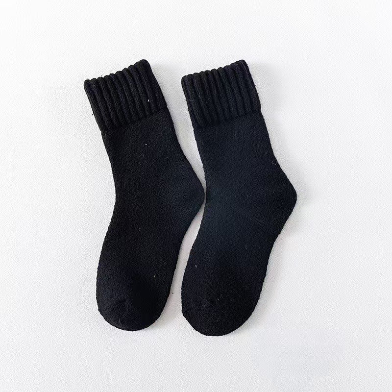 Wool Women's Medium Stockings Thickened Keep Warm Pure Color Black Free Size Simple Package