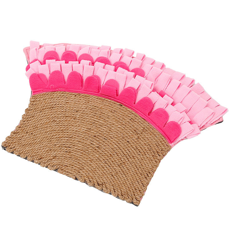 Natural Jute Puzzle Sniff Food Cat Mat Blanket Pink