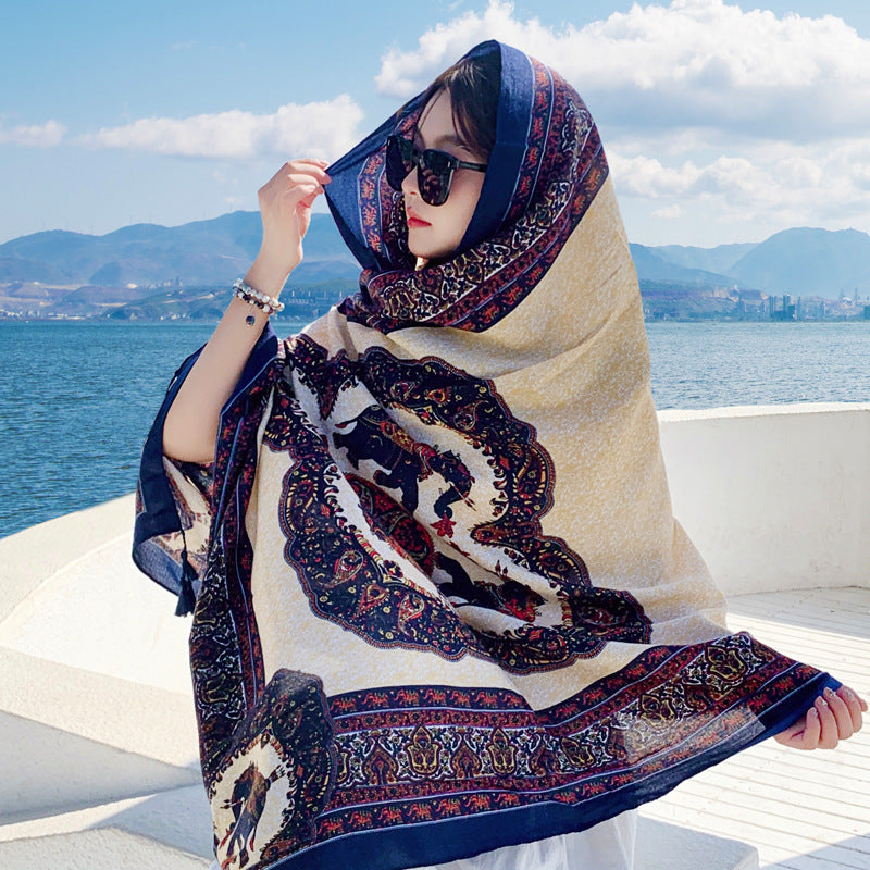 Women's Outer Scarf For Traveling In Western Sichuan Grassland Indian Palace Elephant Red Default
