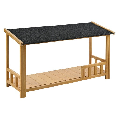 GO 47.2 Wooden Dog House, Outdoor & Indoor Dog Crate, Pet Kennel With Porch, Solid Wood, Weatherproof, Medium, Nature