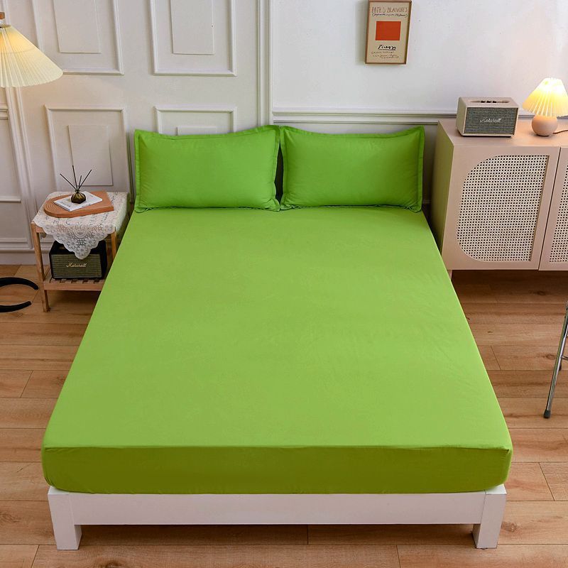 Students Cotton Bed Sheets Fitted Sheet Pillow Case Green