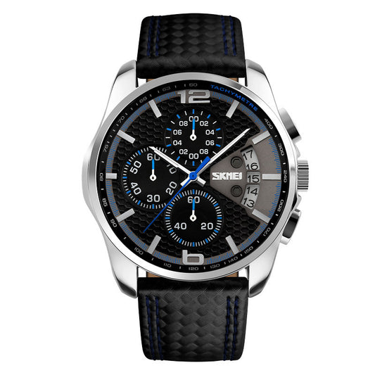 Leather quartz watch sports watch watch Blue