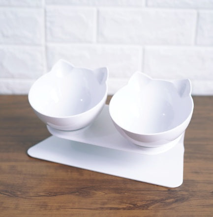 New Inclined Food Cat Ear Oblique Mouth Transparent Single Pet Bowl A Q1pc