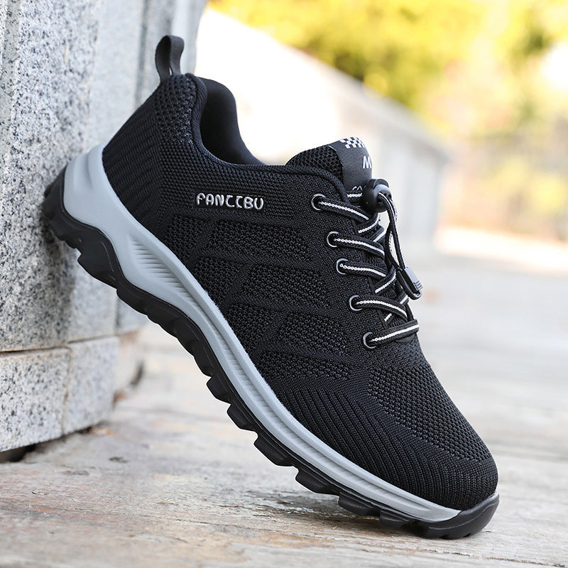 Men's And Women's Wear-resistant Widened Walking Soft Sole Shoes Black