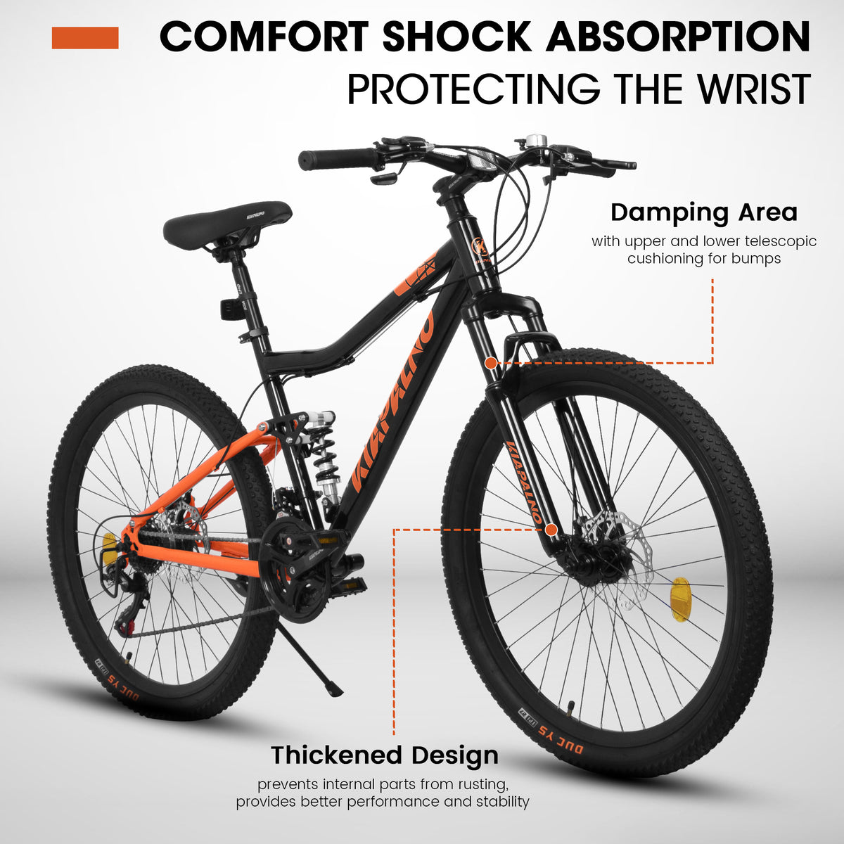 A26336-26 Inch Steel Frame Shock Fork Plus Shock Absorber 21-speed Unisex Mountain Bike