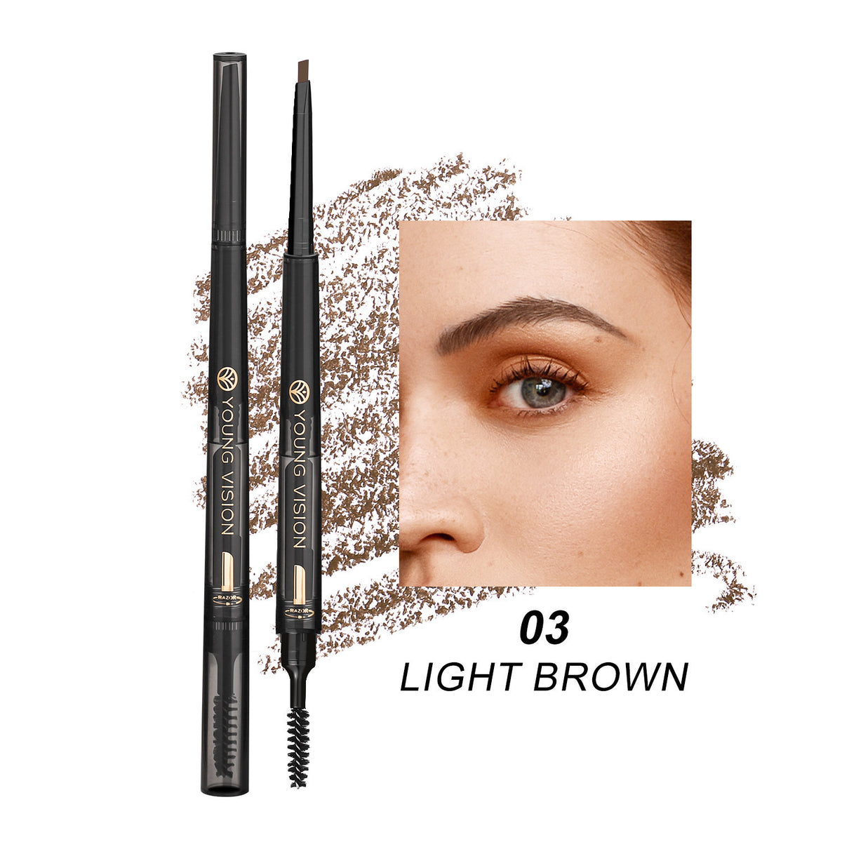 Fog Sense Three In One Eyebrow Pencil Waterproof Smear-proof 03 Colors