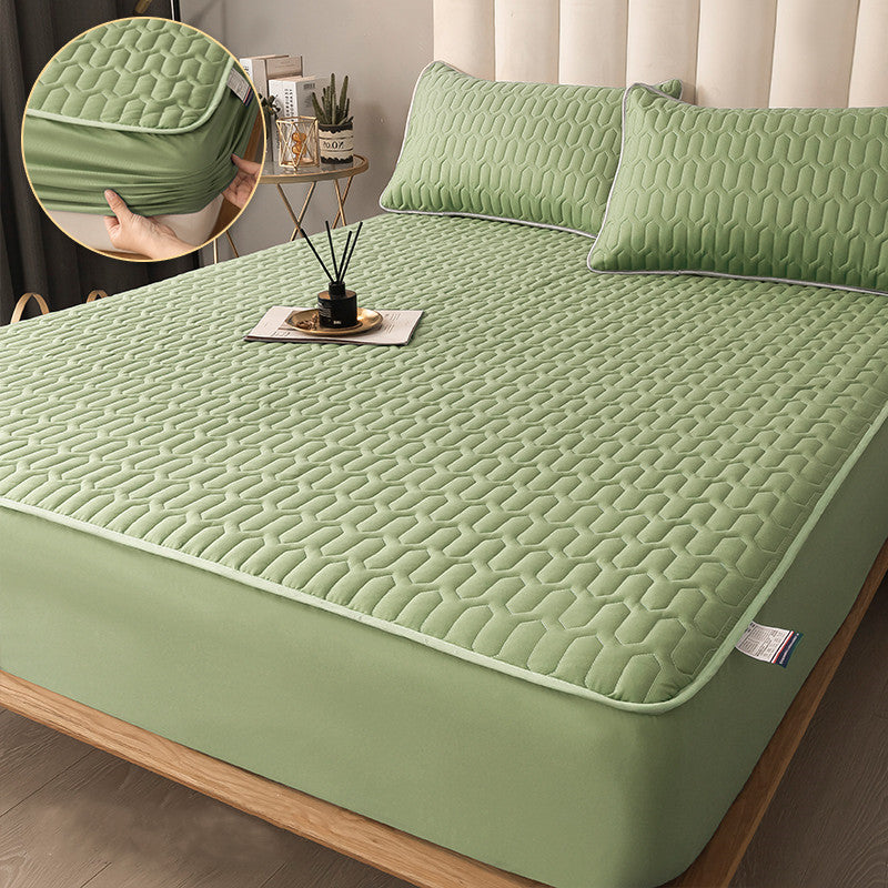 Mattress Protection Non-slip Fixed Dust Bed Cover Matcha Green Laminated Cotton