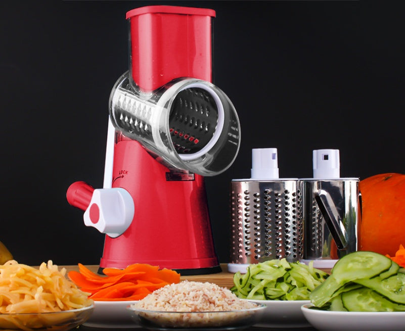 Manual Kitchen Accessories Multifunctional Round Mandoline Potato Slicer Vegetable Cutter Slicer Cheese Kitchen Gadgets Red
