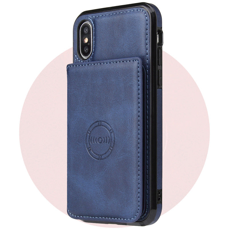 Card wallet leather case phone case Blue