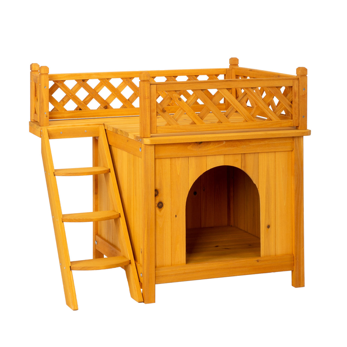 72X50X65.5cm 2 Storey Fence With Staircase Cat House Cat House