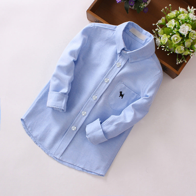 Children's Shirts Boys' Long-sleeved Shirts Blue