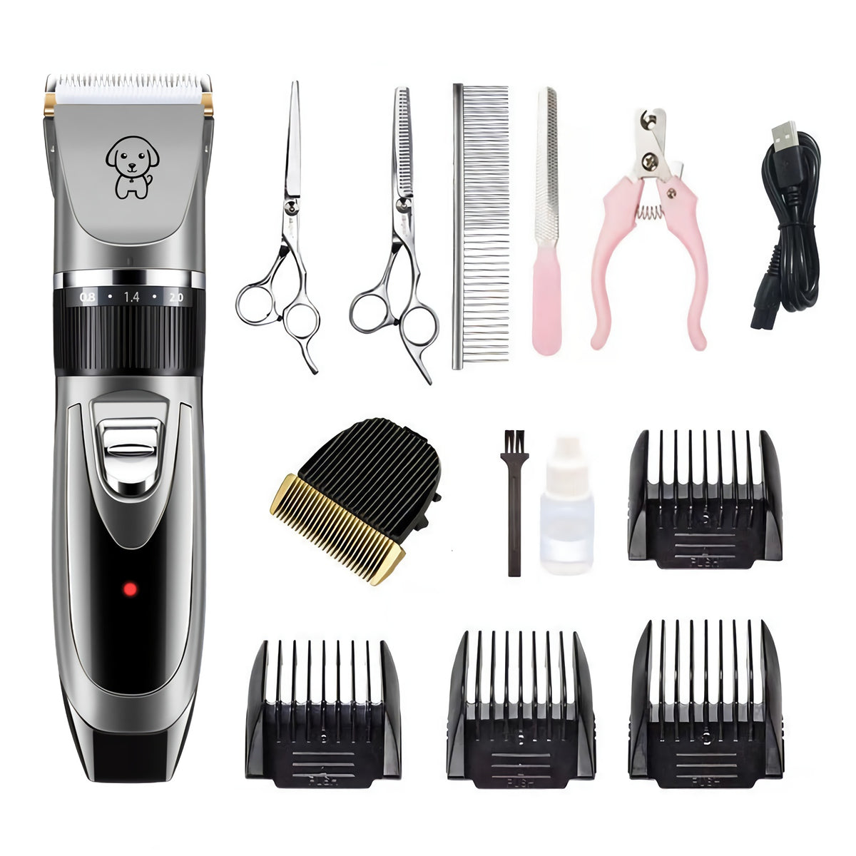 Electric Dog Cat Grooming Kit Pet Hair Shaver Trimmer Cordless Scissors Clipper About 18X4.5cm