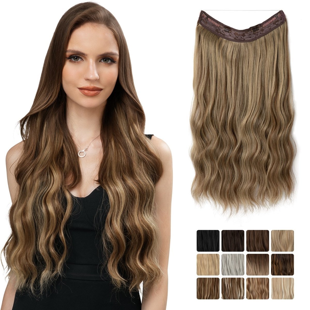 European And American Style Women Corn Curler Fishing Thread Long Curly Hair Wig