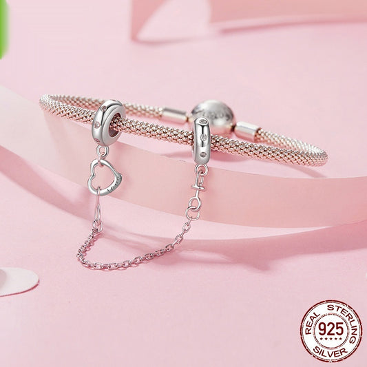 Silver Ziyun Infinite Love Silicone Safety Chain 925 Silver DIY Bracelet String Beads Sub-accessories Charm Mother's Day