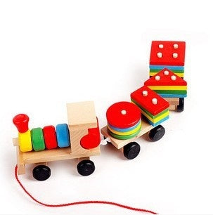 Wooden Train Three-section Tractor Toy Children's Intelligence Puzzle Toys Educational Toys default