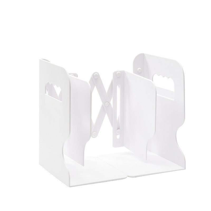 Retractable Bookends For Shelves Book Support Stand Adjustable Bookshelf With Pen Holder Desk Organizer Office Accessories White B