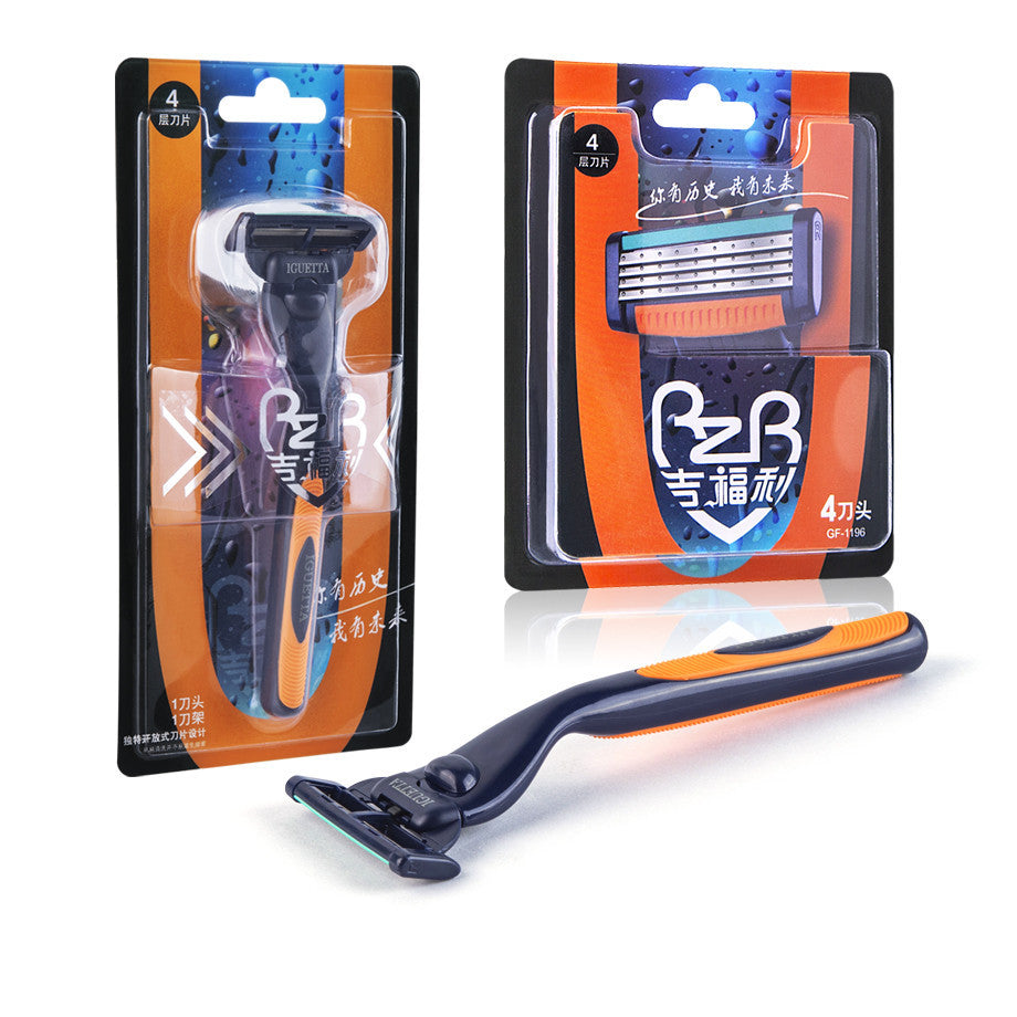 Manual razor 4-layer razor blade Orange 1 razor + 5 blades