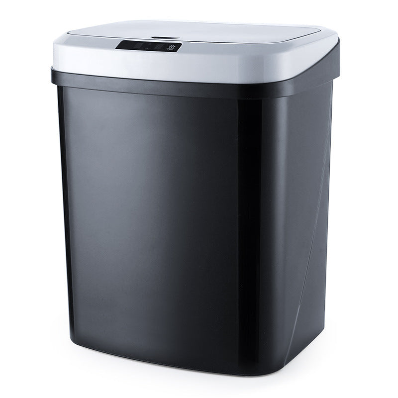 Smart Trash Can, Living Room Kitchen Induction Household Toilet Trash Can With Lid Black Battery sensing