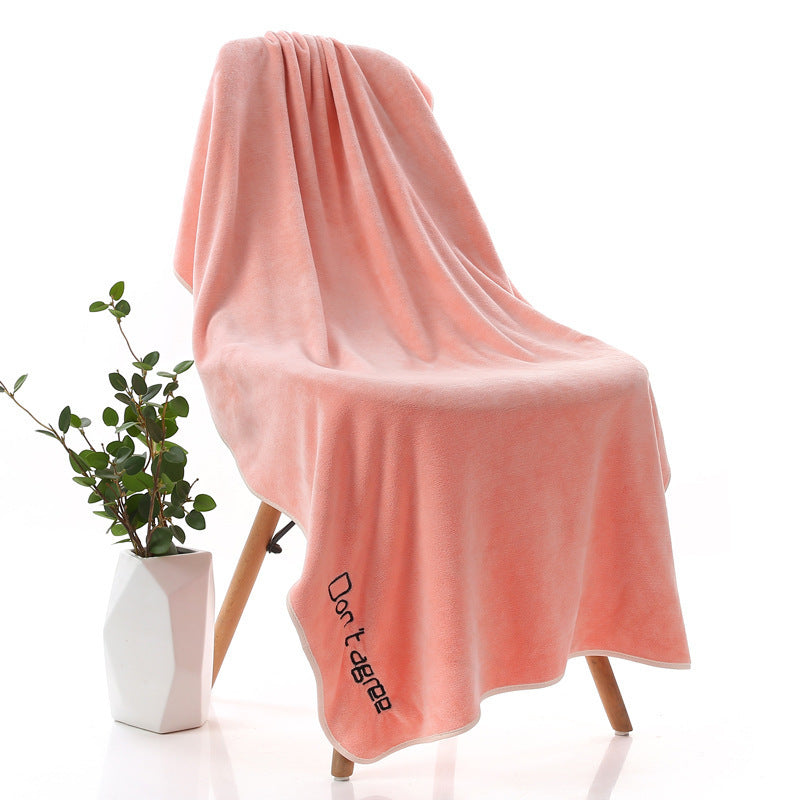 Thickened Youth Pie Microfiber Daisy Bath Towel Pink Letter