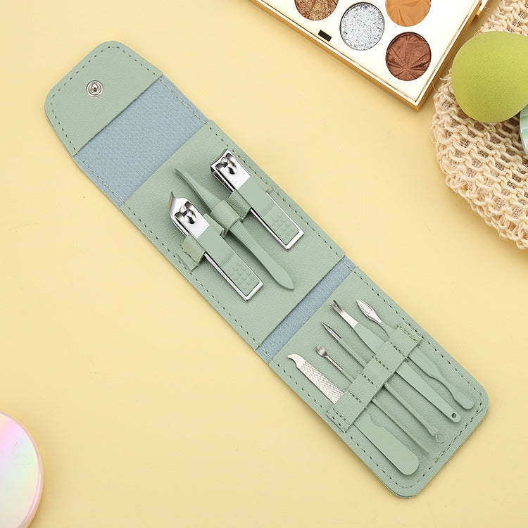 Portable Stainless Steel Nail Clippers Suit Conventional 8 Pieces Of Green