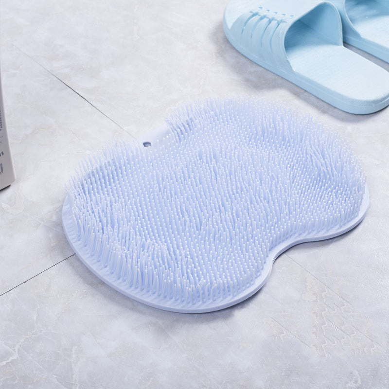 Massage Bath Brush Bathroom Non-slip Bath Mat Back Massage Brush Silicone Suction Cup Foot Rub Pad Body Cleaning Bathing Tool Blue 23x30cm