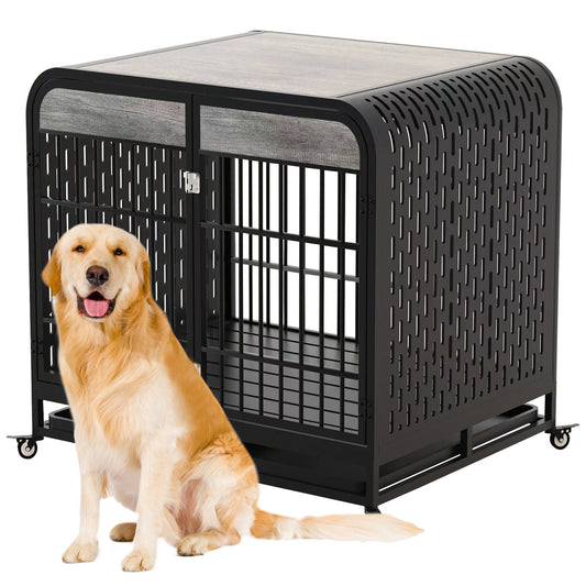 Heavy Duty Dog Crate Furniture Wooden Table 42inch Grey