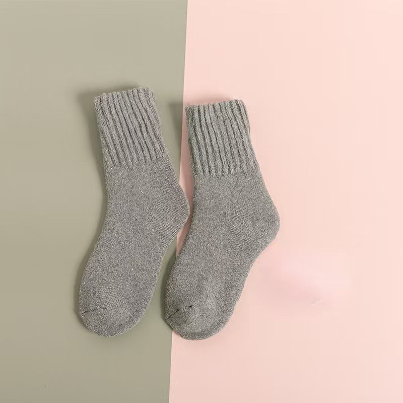 Wool Women's Medium Stockings Thickened Keep Warm Pure Color Light Gray Free Size Simple Package