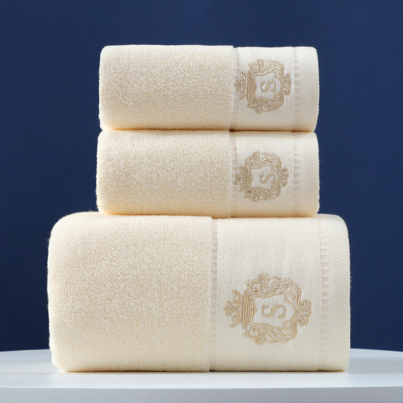 Pure Cotton Towels Three-piece With Hand Bath Towel Class Flat Frame Beige 1 Bath Towel And 2 Towels