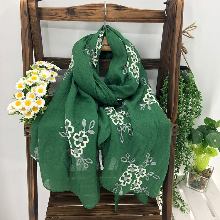 Spring And Summer Women's Artistic Ethnic Style Shawl Cotton Linen Versatile Long