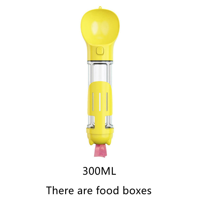 Pet Multi-functional Water Bottle 300ML has food box Yellow