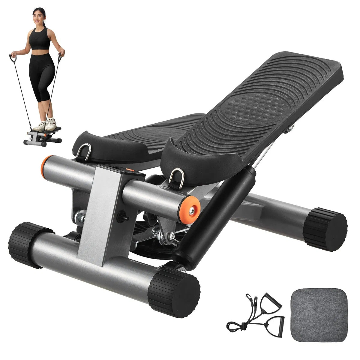 Stair Stepper For Exercise At Home Hydraulic Mini Stepper With Resistance Band 1pcs