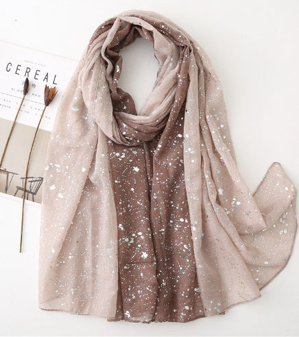 Hot Silver Gradient Personalized Scarf Thickened Warm Scarf Dual-use Shawl Light and dark khaki 180X90CM