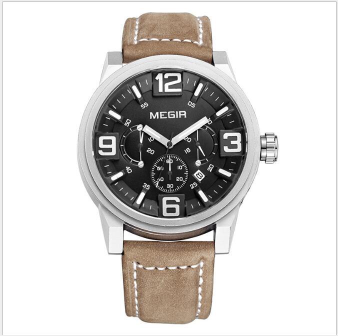 Watch Men's Watch Three-eye Luminous Waterproof Sports Watch Watch Brown black