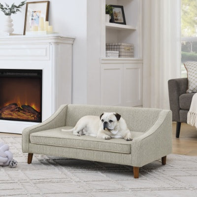 Durable Elevated Dog Sofa Bed,Pet Sofa With Modern Irregular Armrest Design,Comfortable Soft Dog Sofa