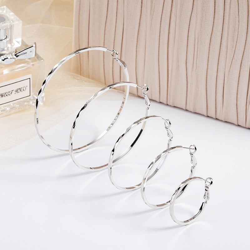 925 Sterling Silver Lace Laser Pattern Circle Earrings