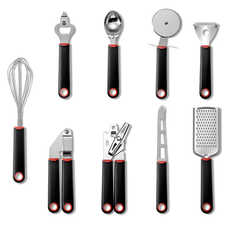 Creative Plastic Handle Stainless Steel Kitchen Utensils black and red