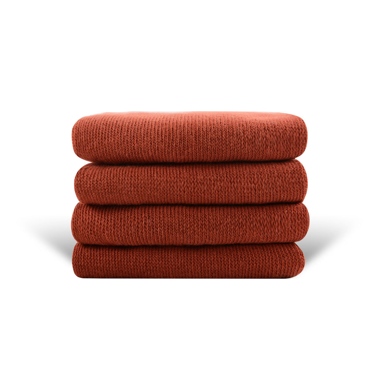 Solid Color High-elastic Mid-calf Boneless Macaron Colored Cotton Socks Brick Red 35to38