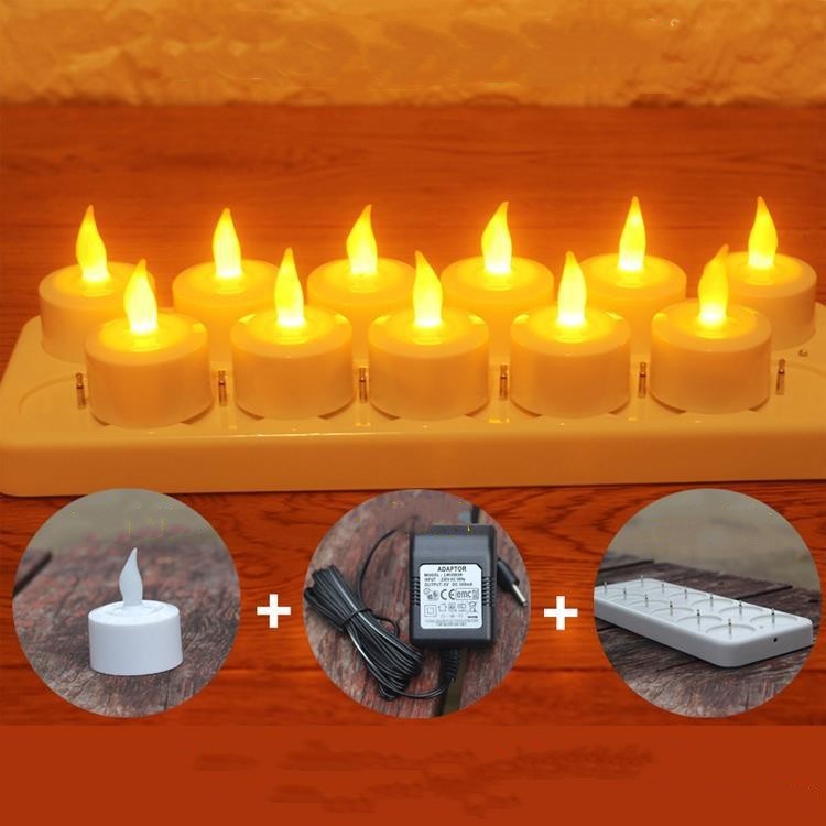 12 LED Rechargeable Electronic Candles Yellow flashing US