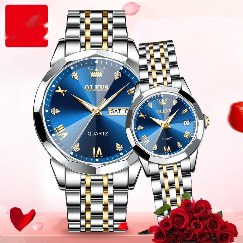Quartz Watch Valentine's Day Gift Couple Watch Men Couple's Blue Pair