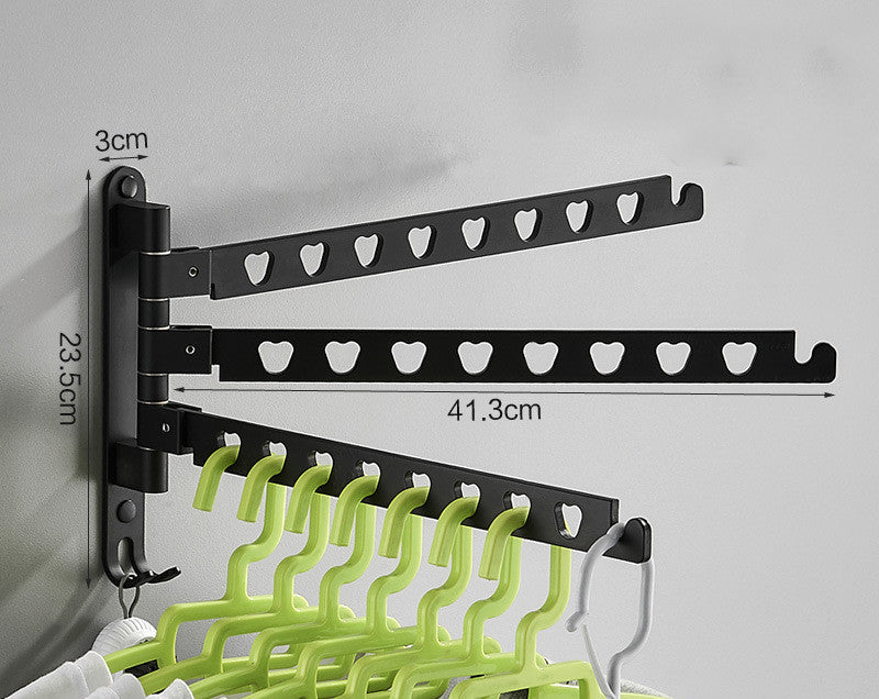 Punch-free Hanger Storage Rack Finishing Rack Space Aluminum Balcony Clothes Hanger Black Three shots