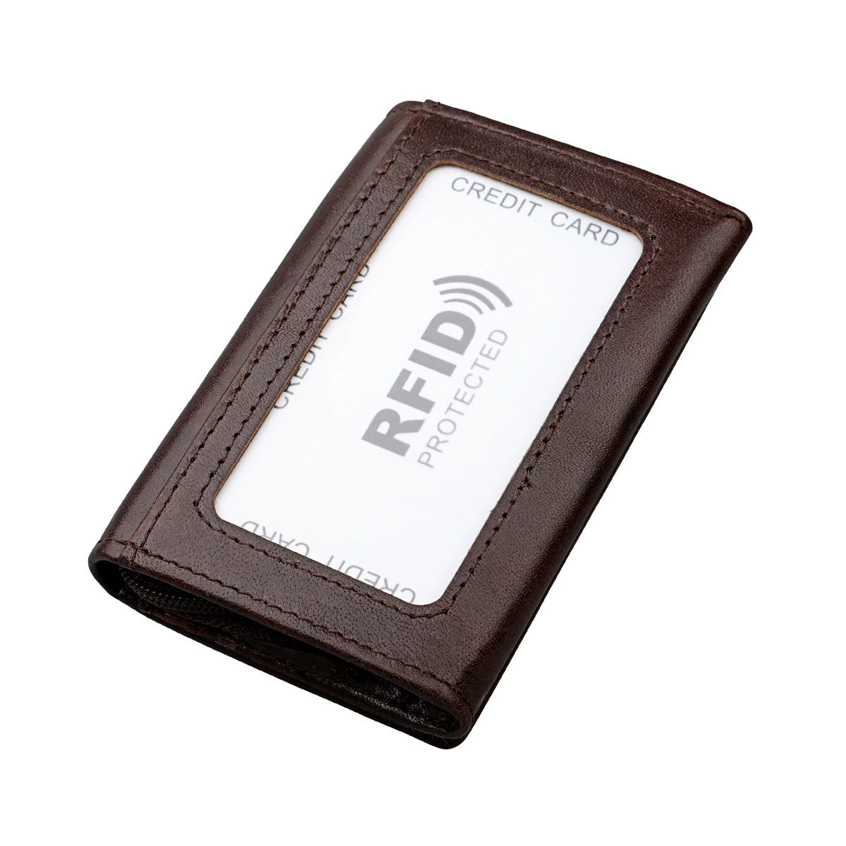 Genuine Leather Coin Purse Short Clutch Men KB171 Coffee