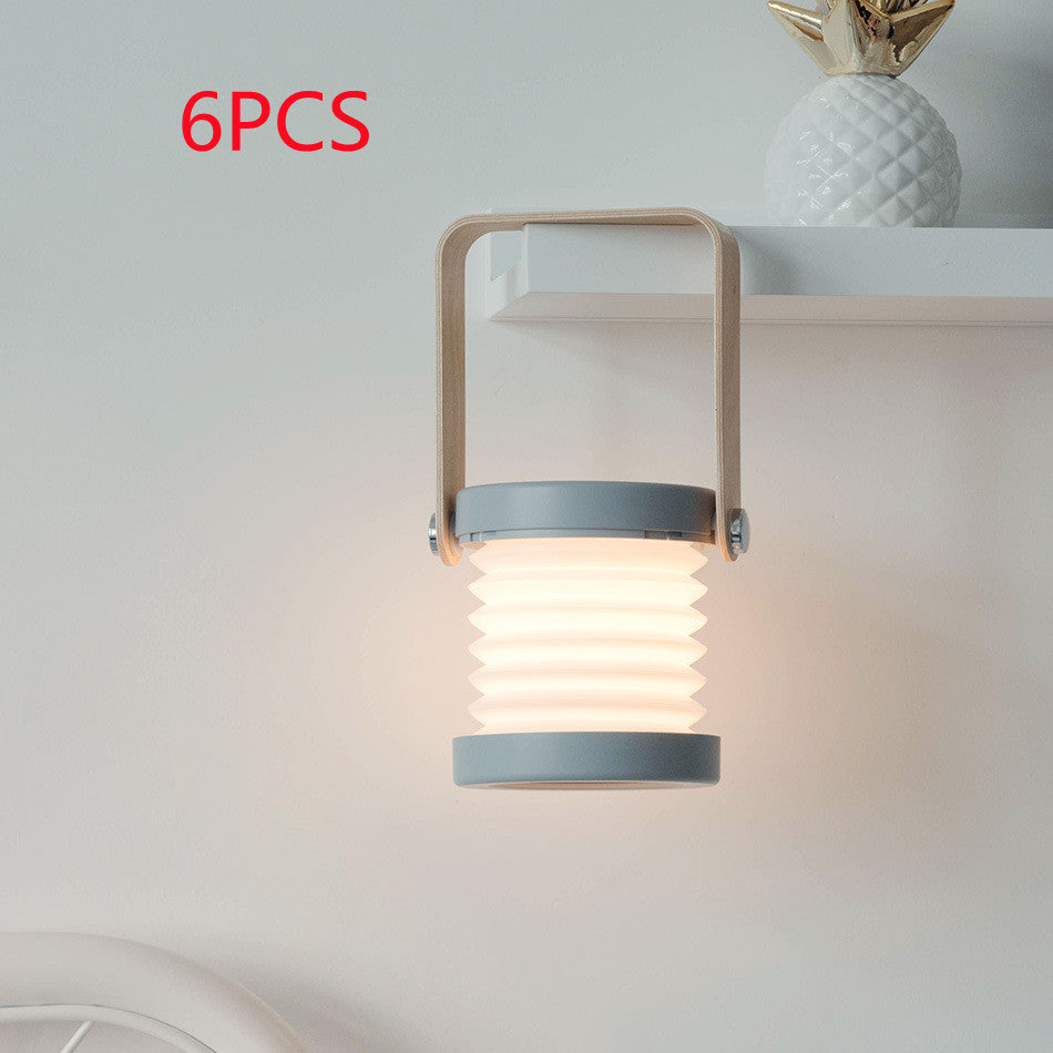 Foldable Touch Dimmable Reading LED Night Light Portable Lantern Lamp USB Rechargeable For Home Decor Grey 0.5wattsX6pcs