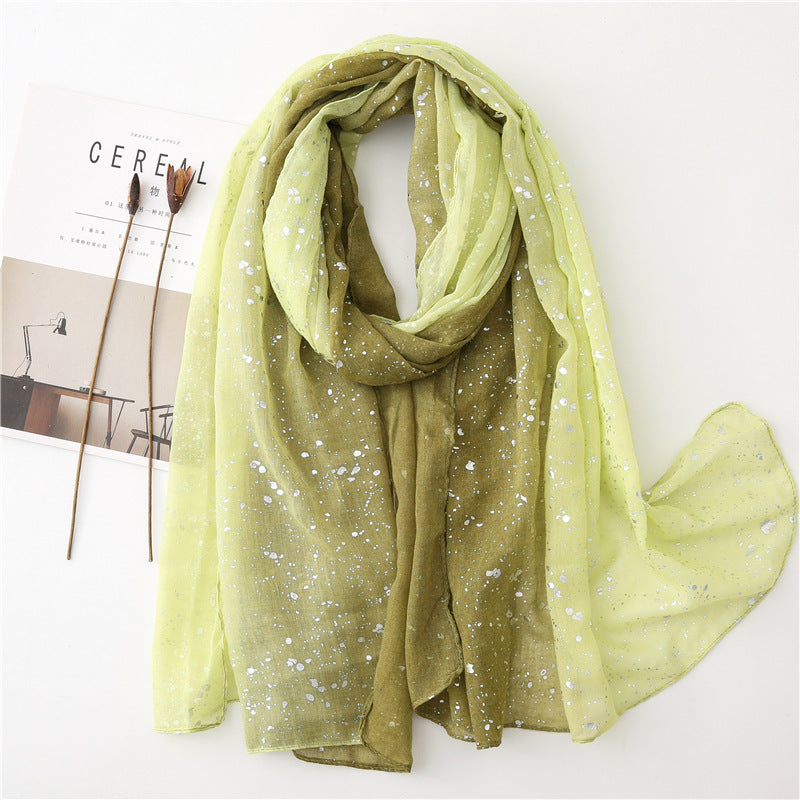 Hot Silver Gradient Personalized Scarf Thickened Warm Scarf Dual-use Shawl Dark And Light Fruit Green 180X90CM