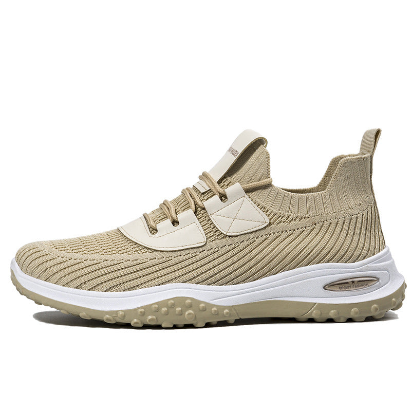 Flyknit Breathable Low Top Sports Outdoor Casual Running Tourism Flat Shoes Brown