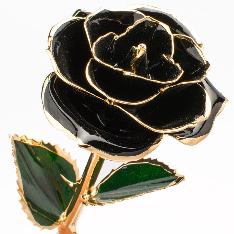 24K Gold-plated Rose Flower With A Gift Box Valentine's Day Gift Black