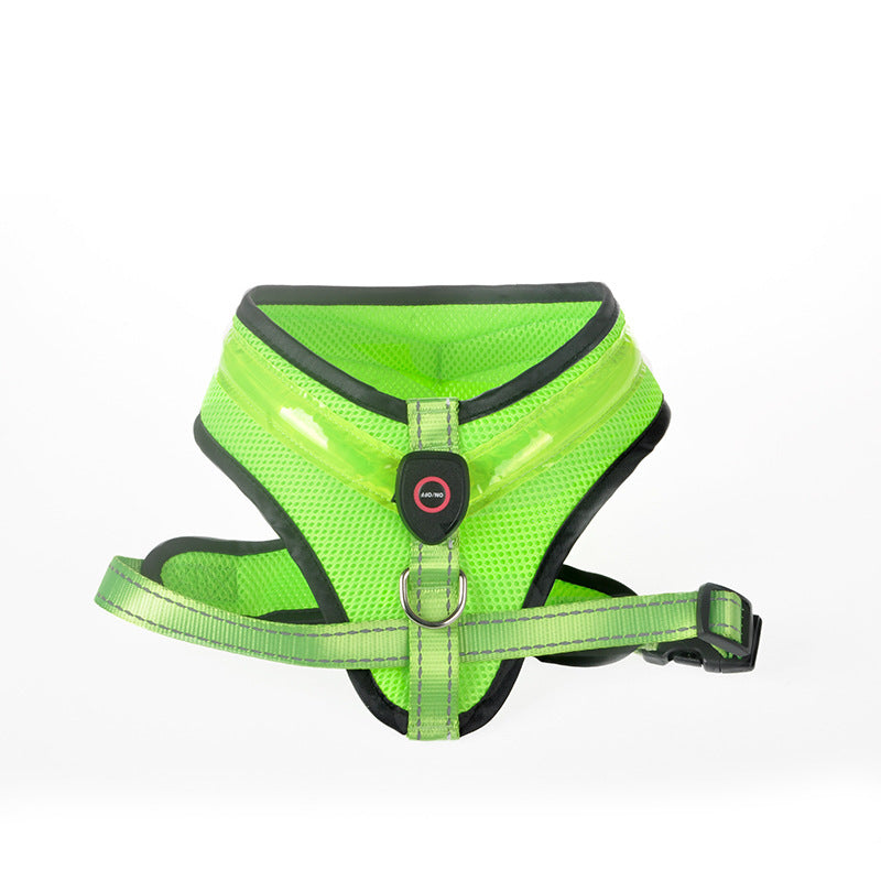 LED Luminous Dog Harness Led USB Charging Dog Chest Strap Vest Pet Safety Reflective Harness Pet Vest For Puppy Large Dog Pet Products Green