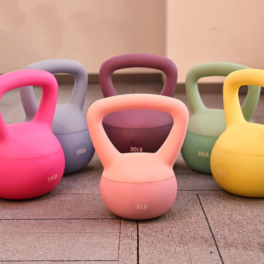 Soft Kettlebells - Sea And Iron Sand Filled Weights For Women And Men - Color Coded Soft Vinyl Kettlebells, Multiple Sizes